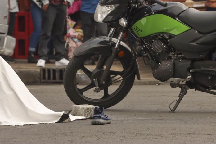 motorcycle wheel at scene of accident