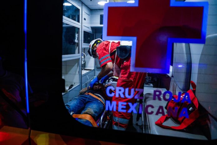 inside a Cruz Roja ambulance