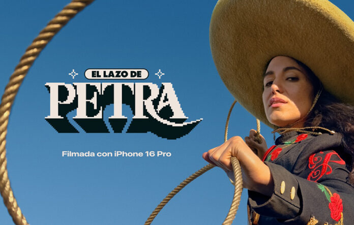 A poster reading El Lazo de Petra with a Mexican charra horseback rider twirling a lasso