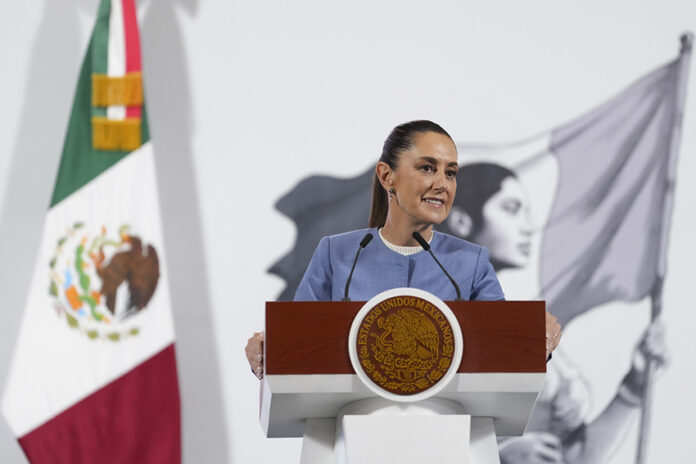 president SHeinbaum at podium