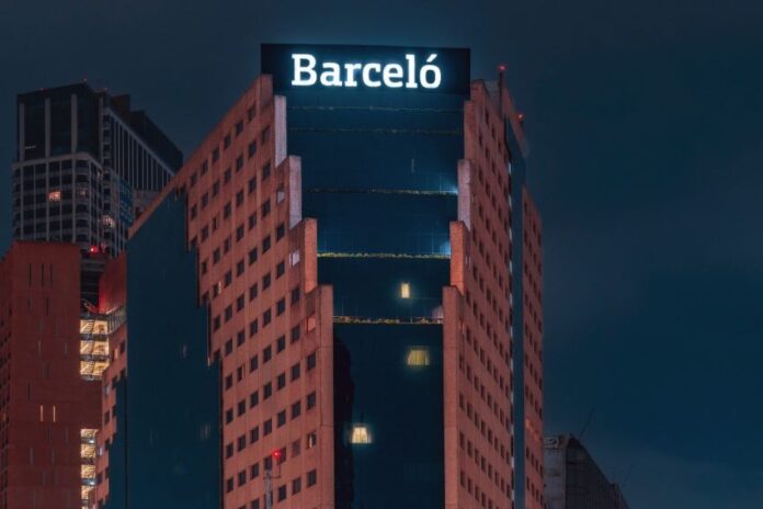 skyscraper with Barceló logo