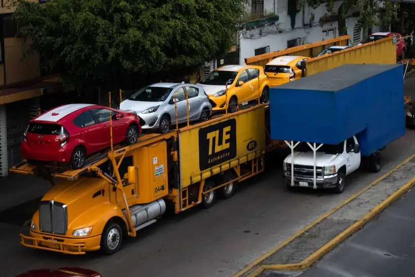 Truck carrying cars