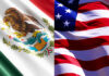 Mexican and USA flags, side by side