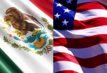 Mexico’s exports to the US increased 6.3% in the first half of 2025 Mexican and USA flags, side by side