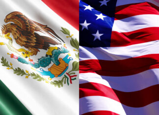 Mexico’s exports to the US increased 6.3% in the first half of 2025 Mexican and USA flags, side by side