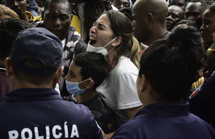 Migrant protest in Tapachula, Mexico, in front of Comar offices