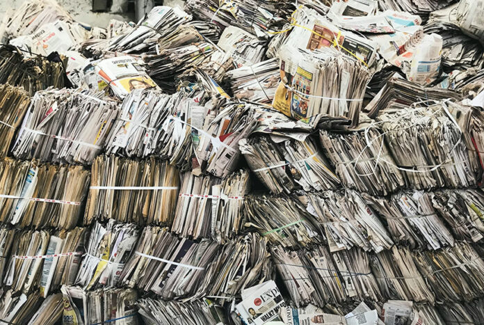 Piles of old newspapers
