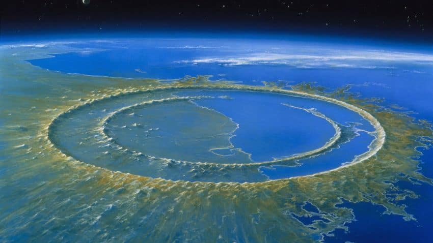 Artist's rendering of Chicxulub crater