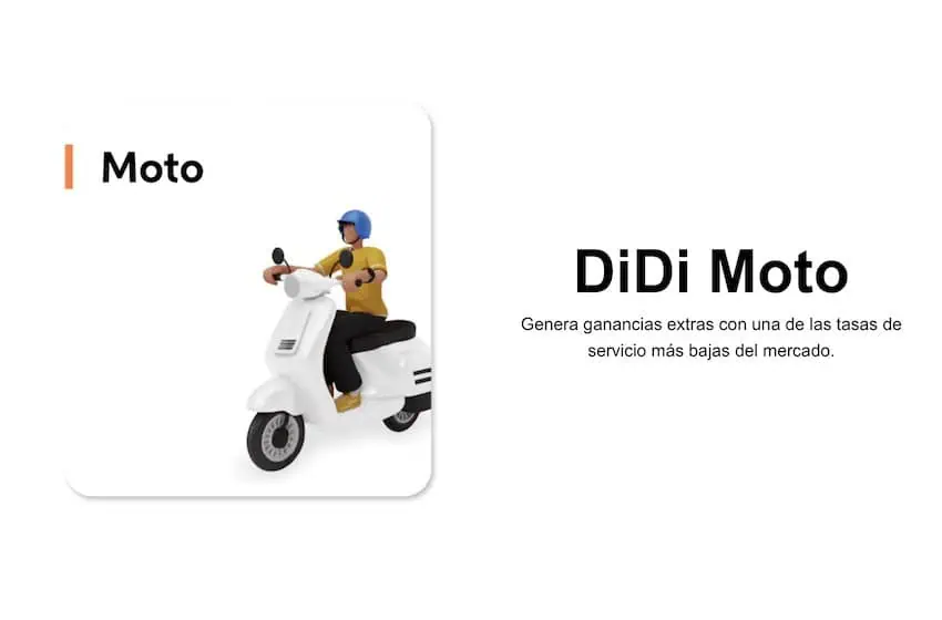DiDi's website encourages motorcycle owners to "generate extra income with one of the lowest service fees on the market." In Mexico City, DiDi Moto costs half of what DiDi Express (a car) costs.