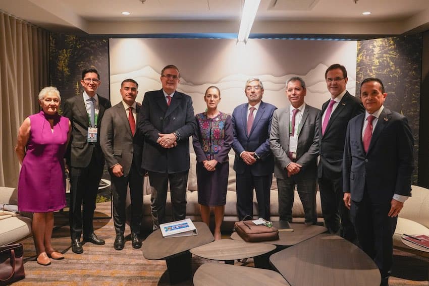 The team that accompanied Sheinbaum at the G7 included Economy Minister Marcelo Ebrard, Security Minister Omar García Harfuch and Finance Minister Edgar Amador.
