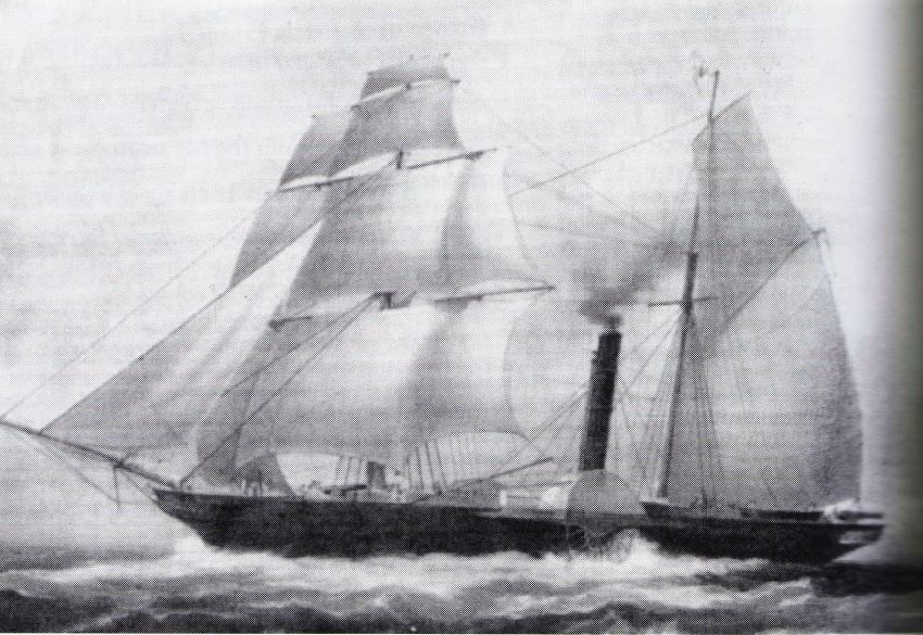 Engraving of the steam ship Guadalupe