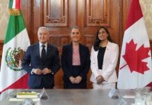 President Sheinbaum with Canada’s Foreign Affairs Minister Anita Anand and Finance and Revenue Minister François-Philippe Champagne