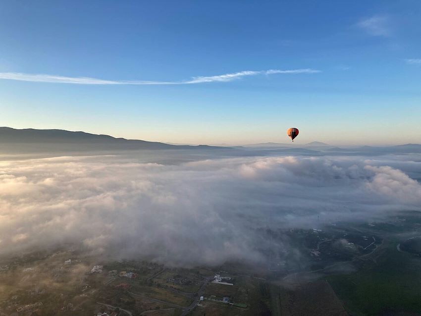 Hot air balloon over san migue de allende