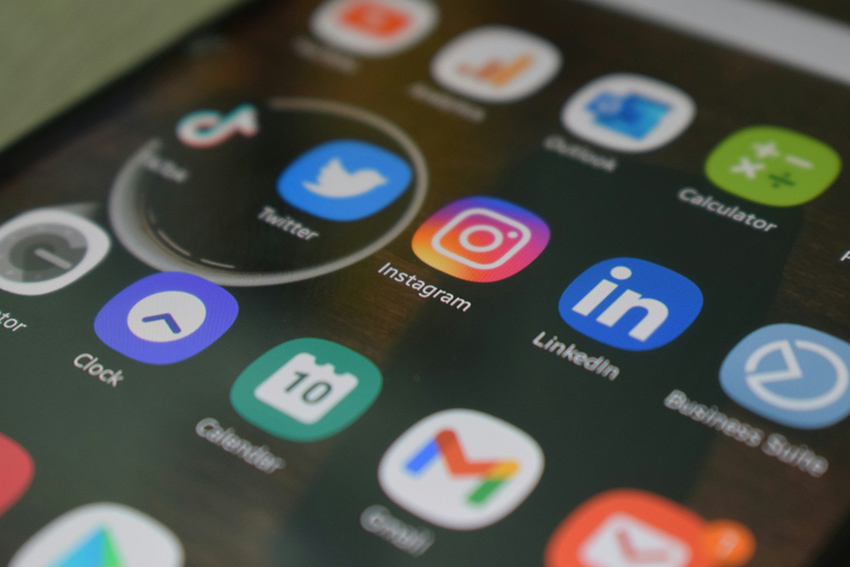 A phone screen showing various social media icons