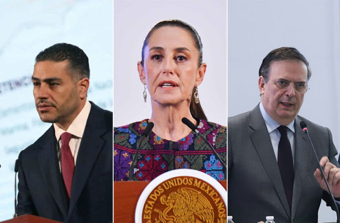 Photos of Mexican leaders: Security Minister García Harfuch, President Sheinbaum and Economy Secretary Ebrard