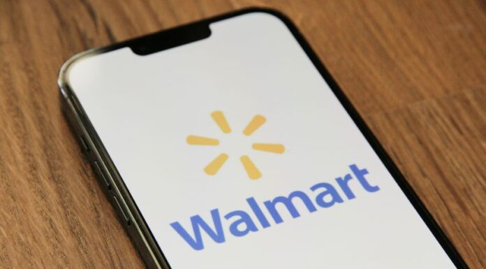 cel phone with image of Walmart logo