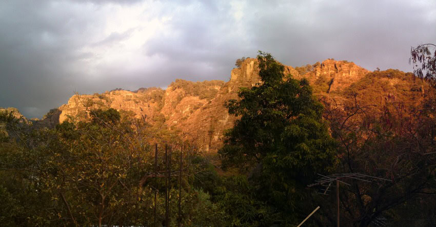 Panorama of mountains at sunset