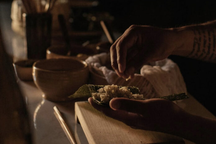 Crudo Oaxaca, as a chef prepares Mexican-Japanese fusion food.