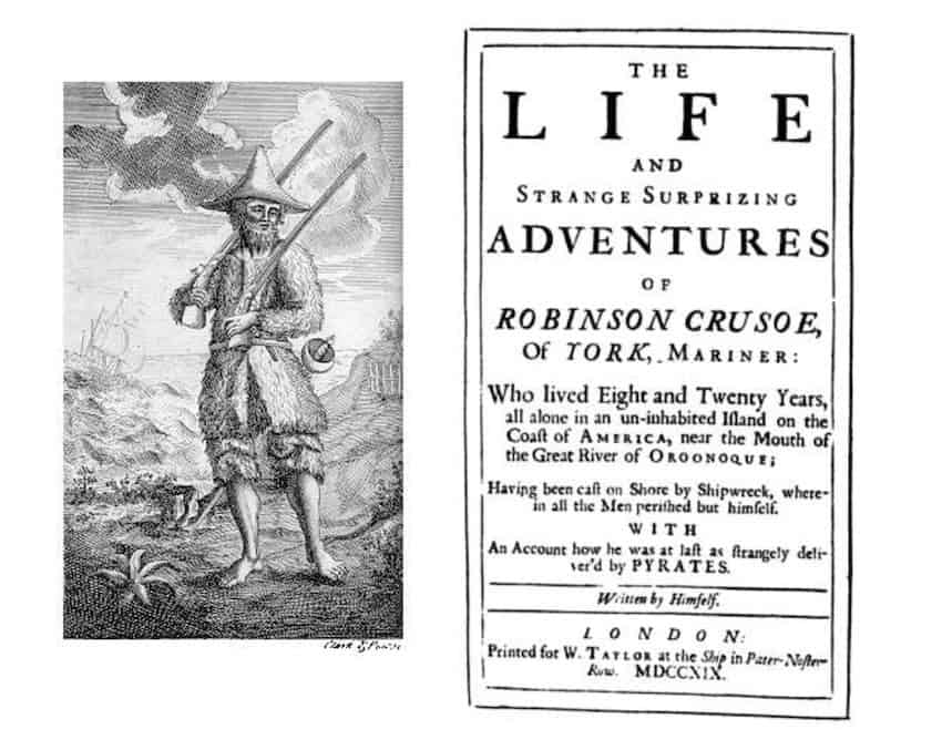 The frontispiece to the first edition of Robinson Crusoe
