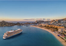 A cruise ship in the bay at Cabo San Lucas