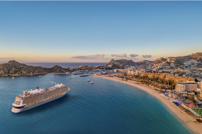 A cruise ship in the bay at Cabo San Lucas