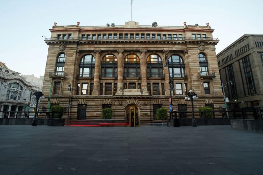 Mexico's central bank (Banxico) headquarters, an ornate beige building