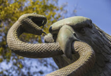 Don’t tread on me, Mexican style: A perspective from our CEO A sculpture depicts an eagle devouring a snake atop a nopal cactus, as seen on Mexico's national coat of arms.