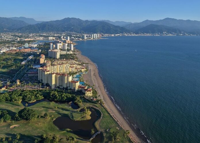 Aerial view of Puerto Vallarta and coastline
